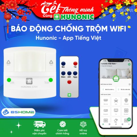 Thiết Bị Chống Trộm Báo Khách WiFi Hunonic CT01 Theo Dõi Chuyển Động, Còi Hú Cảnh Báo Qua Điện Thoại