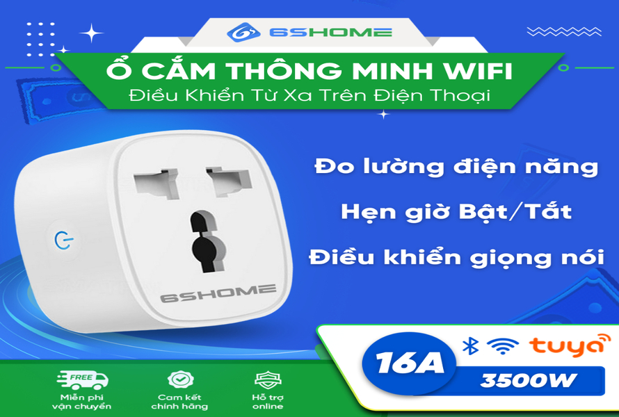 Ổ Cắm Hẹn Giờ Wifi 16A 6SHOME
